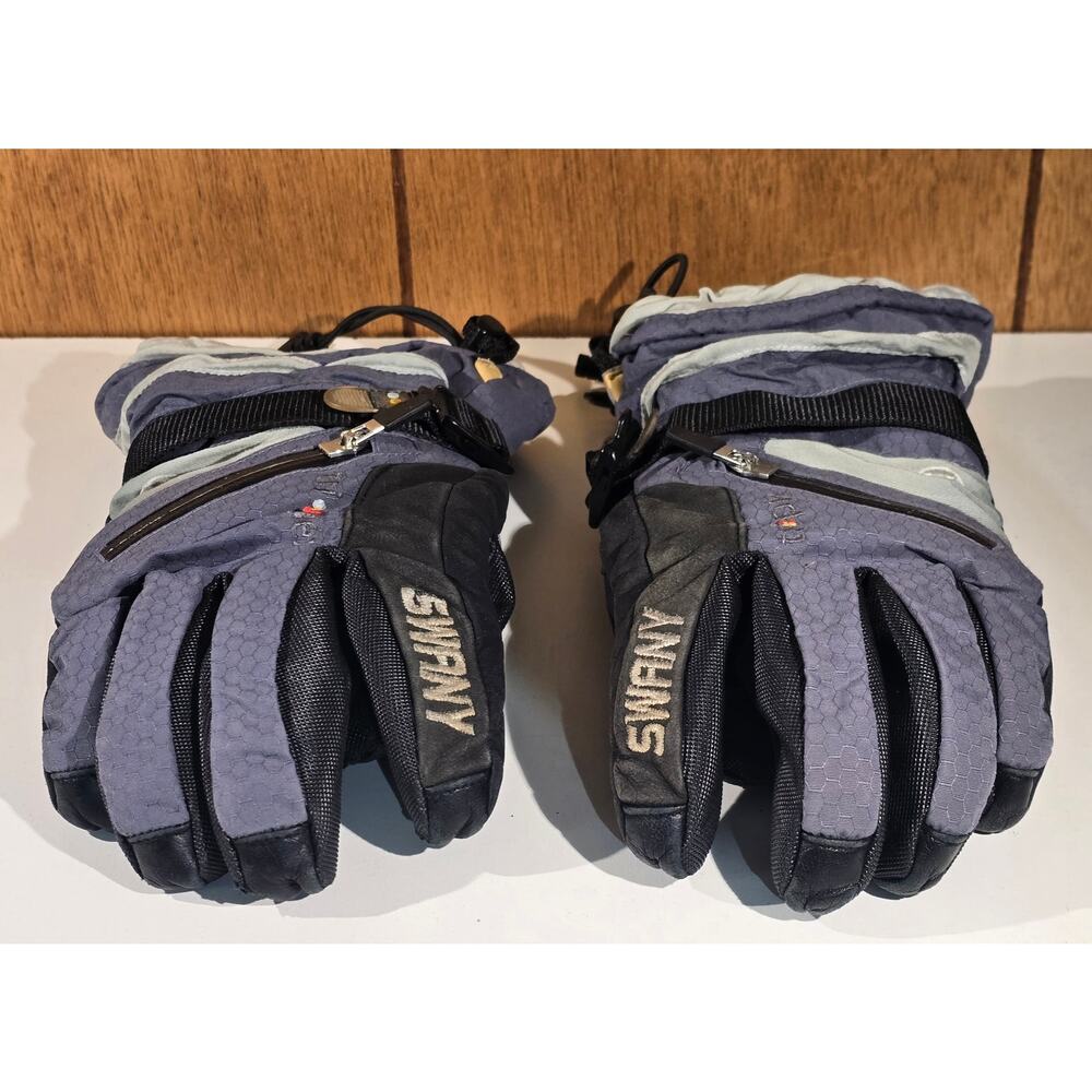 Swany Ski Gloves SX-19X Blue Black Leather Nylon Winter Snow Size Medium